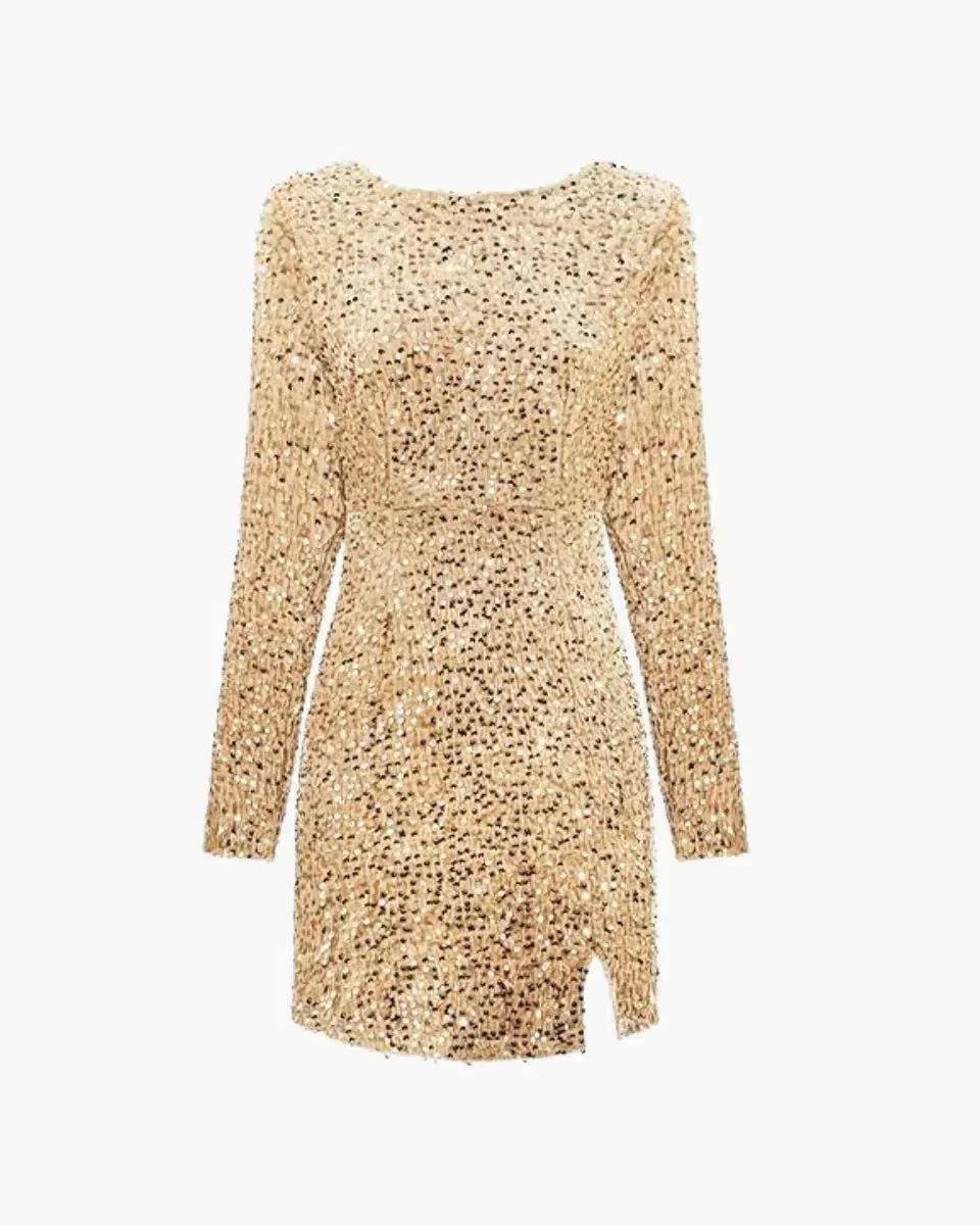Alura – Front split design – Backless sequin dress