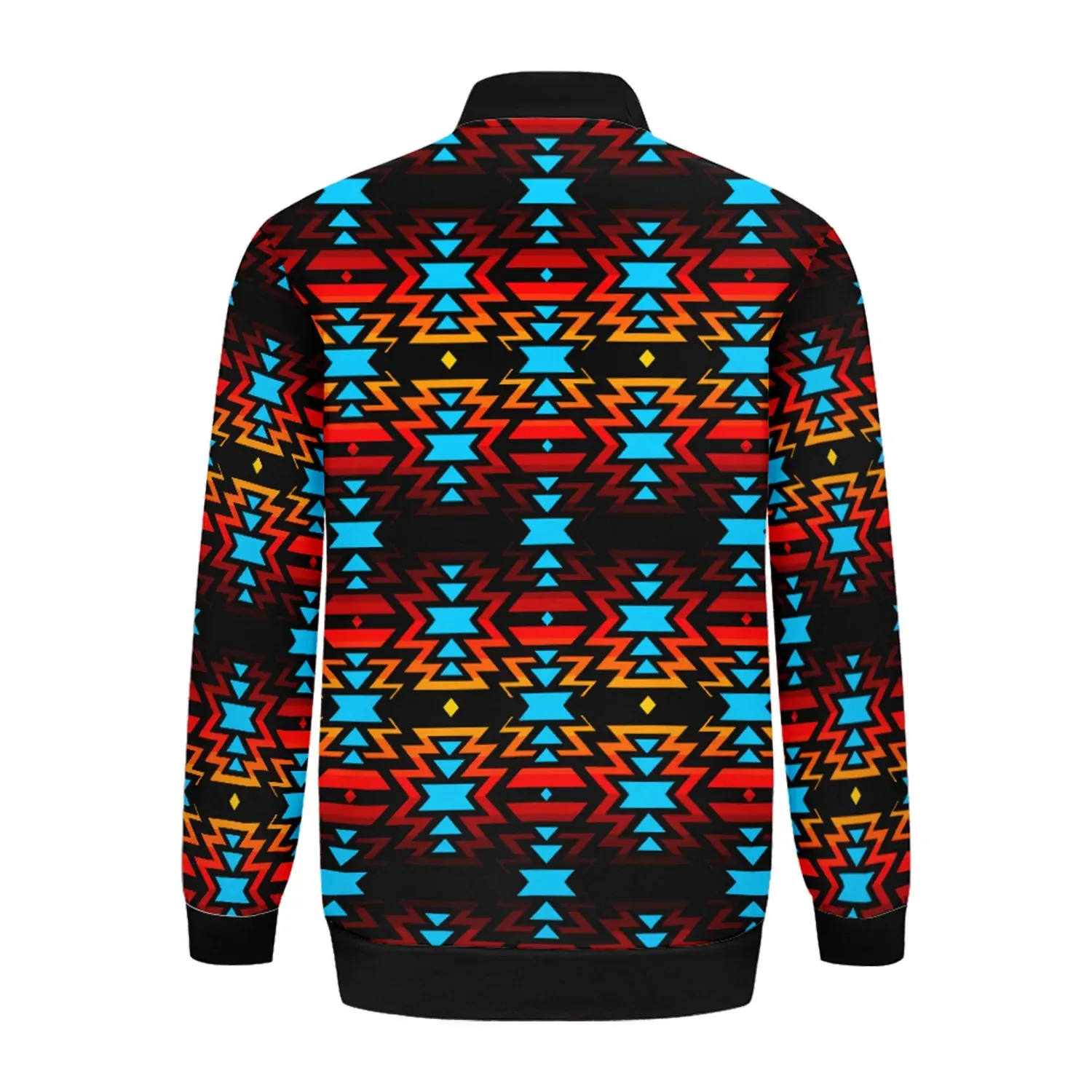 Black Fire and Sky Zippered Collared Lightweight Jacket