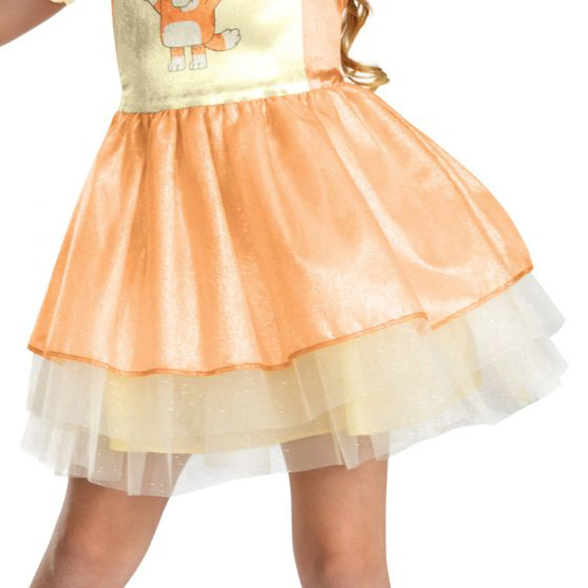 Bluey Bingo Classic Dress Costume for Toddlers, Gold and Orange Dress