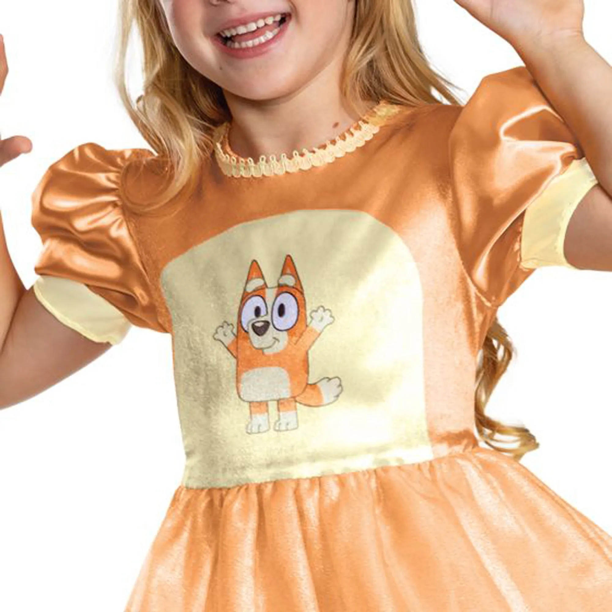 Bluey Bingo Classic Dress Costume for Toddlers, Gold and Orange Dress