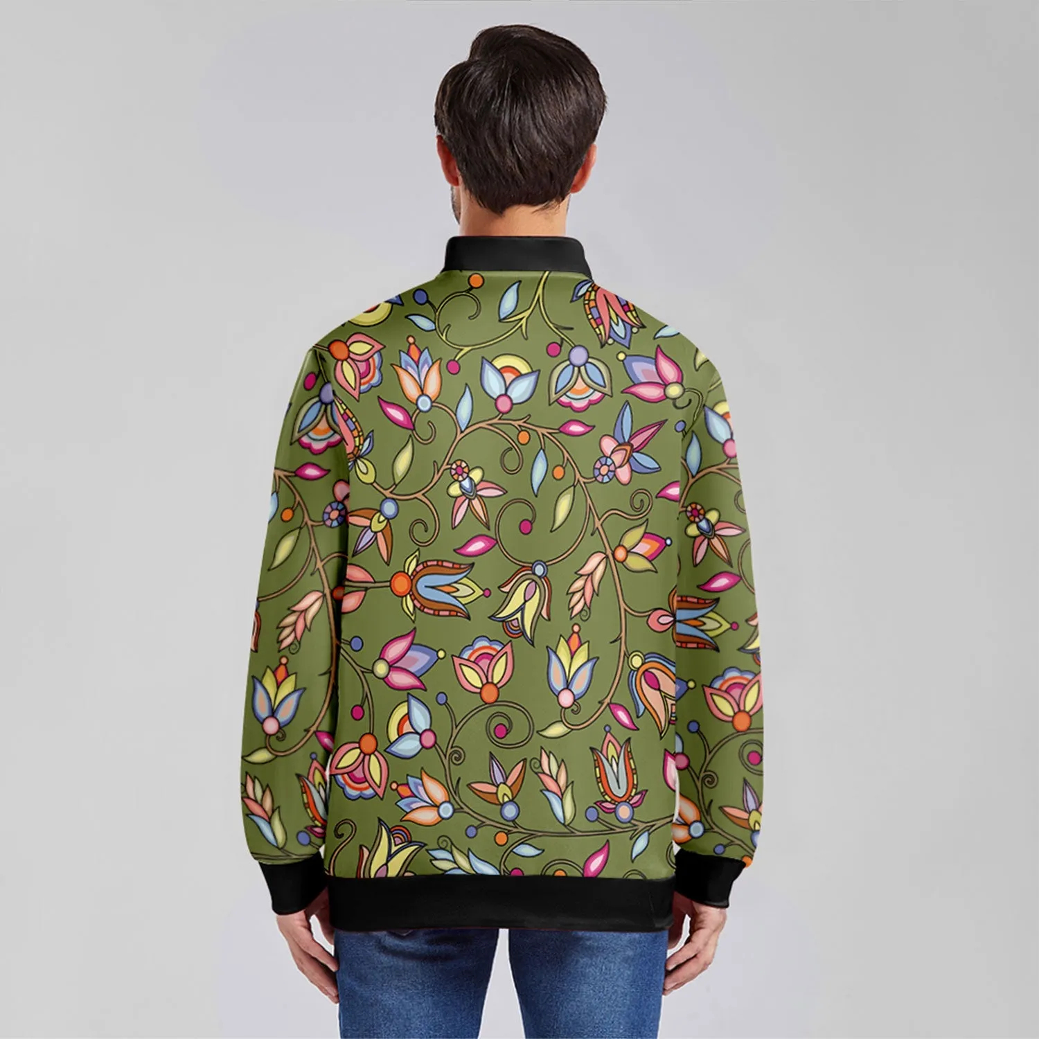 Buffalo Bloom Sage Zippered Collared Lightweight Jacket