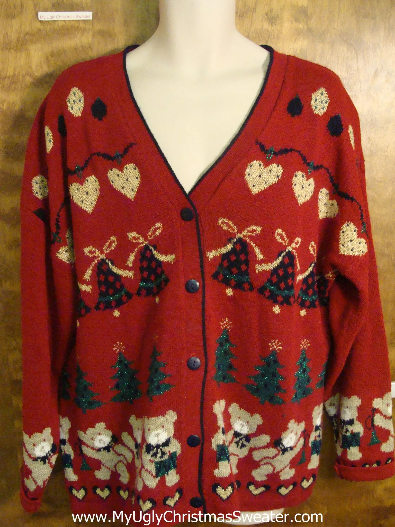 Dancing Teddy Bears 2sided Festive Ugly Christmas Sweater