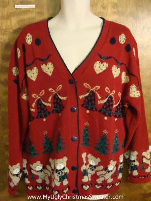 Dancing Teddy Bears 2sided Festive Ugly Christmas Sweater