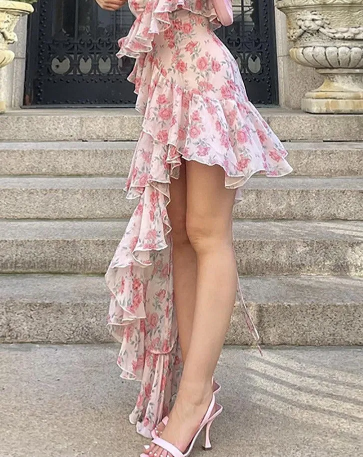 deanwangkt  Floral Print Spaghetti Strap Dresses Mini Women Sexy Backless Halter Neck Spring Summer Ruffle Casual Beach Dress