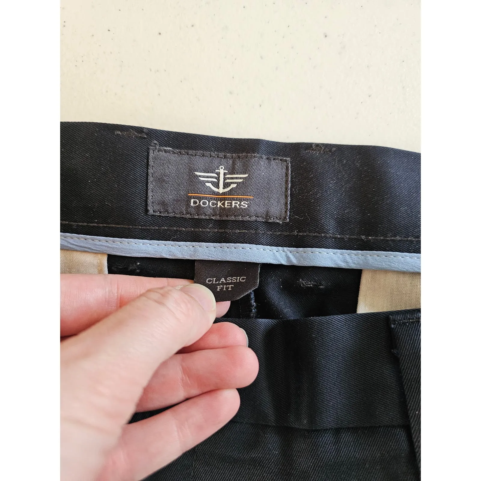 Dockers Classic Fit Mens Sz 36x30 Flat Front Dress Pants Black 100% Cotton