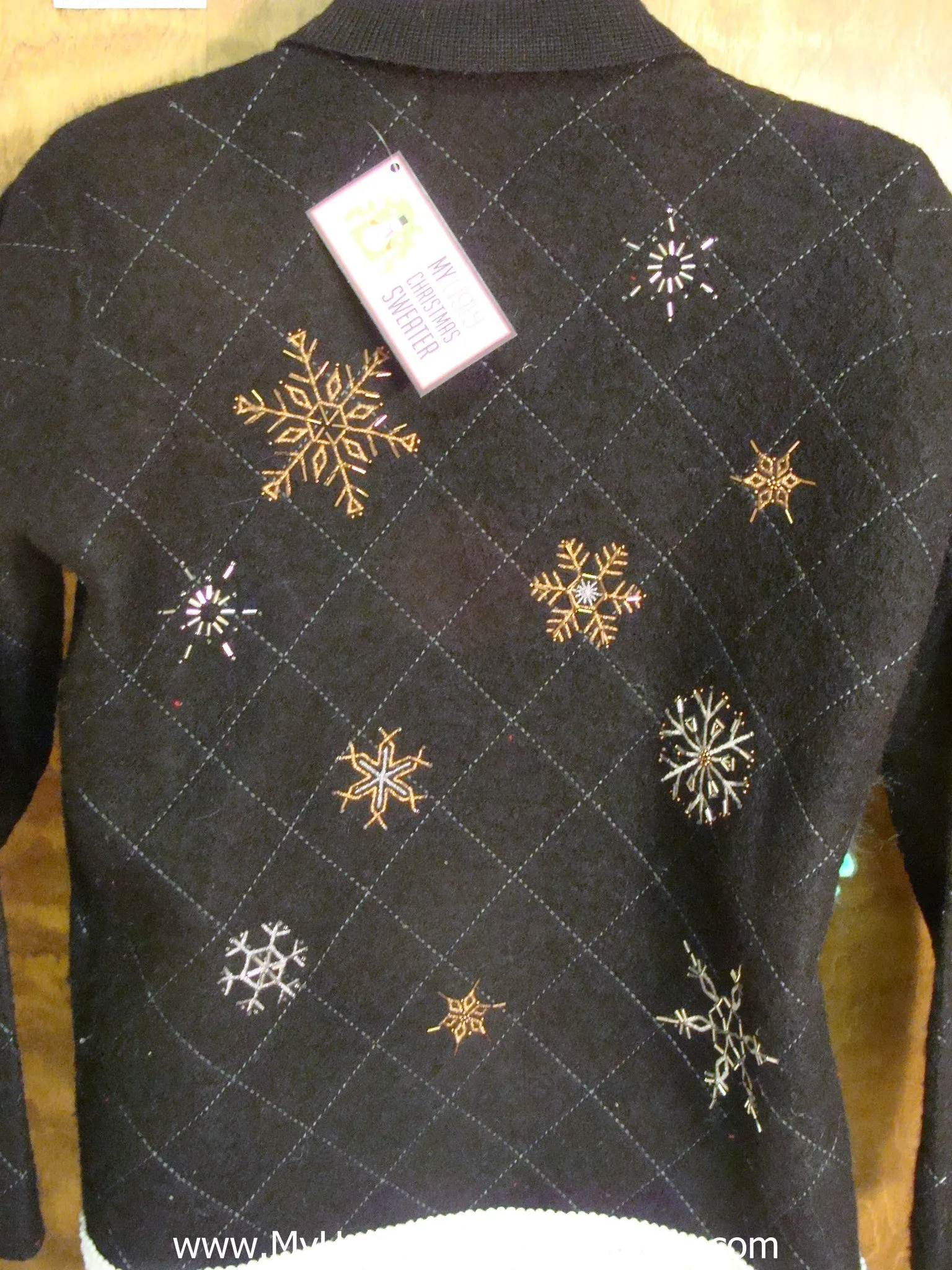 Gold and Silver Snowflakes Cat Christmas Sweater