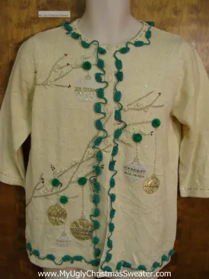 Green and Gold Ugly Christmas Sweater Cardigan