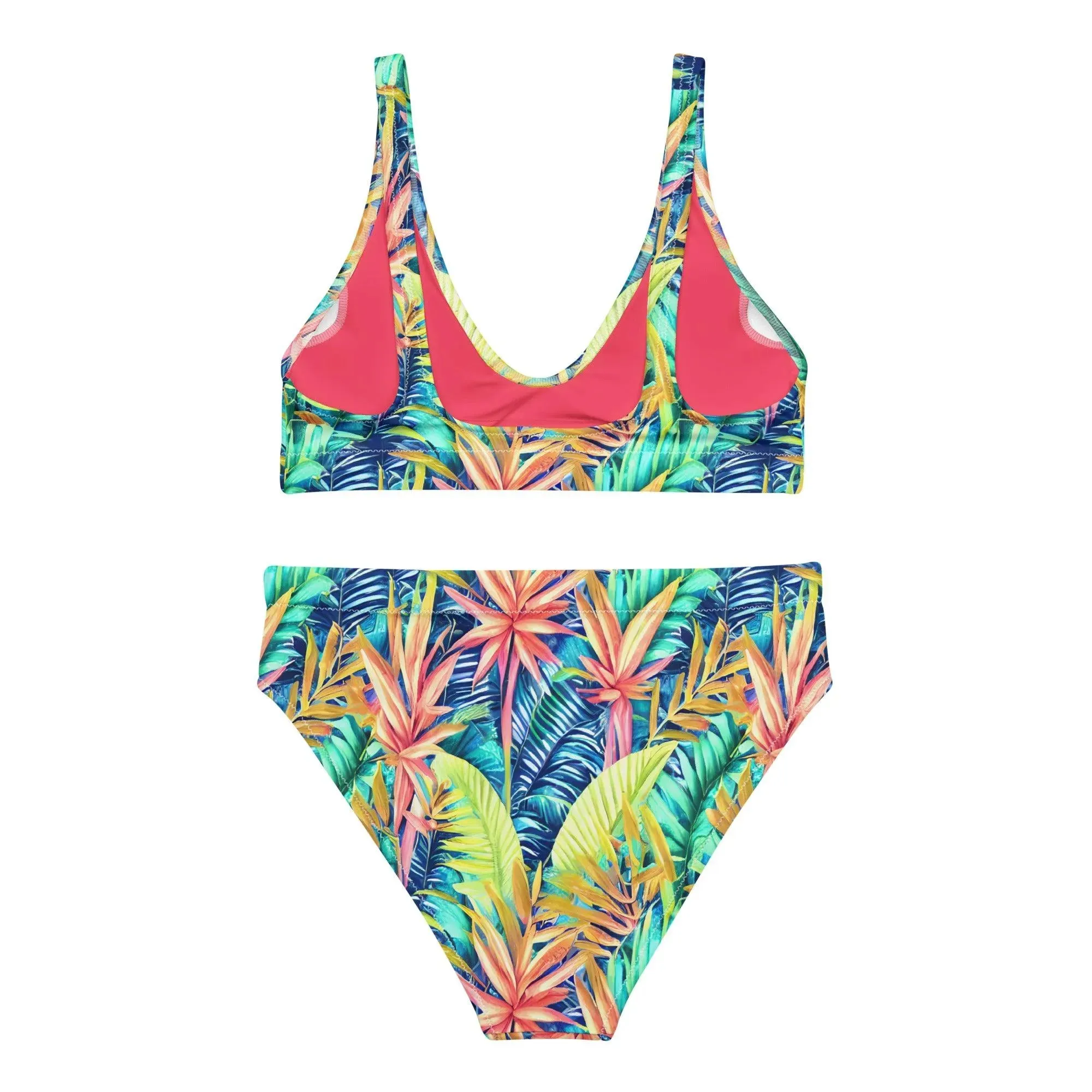 Hawaiian Tropical Leaves Recycled High-Waisted Bikini