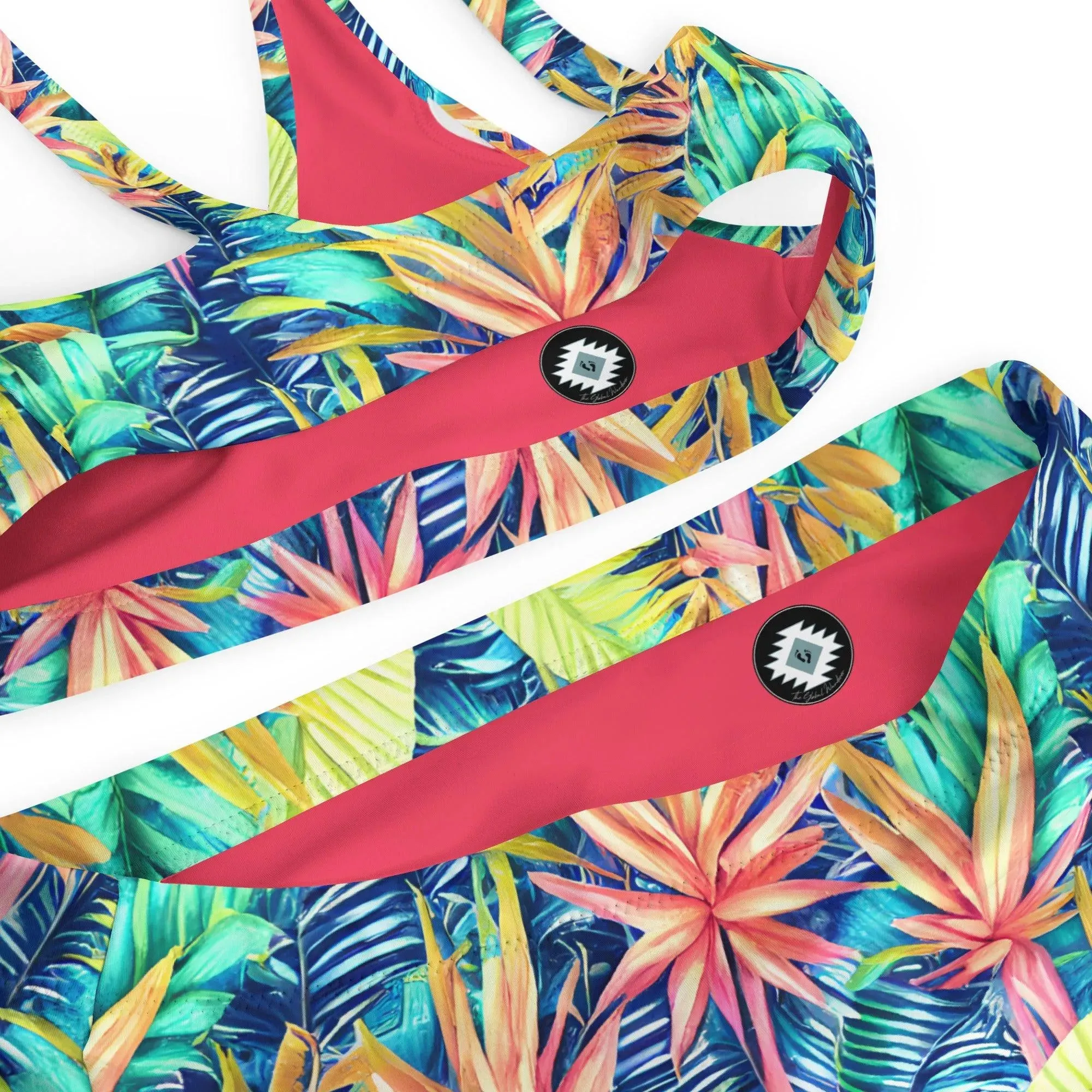 Hawaiian Tropical Leaves Recycled High-Waisted Bikini