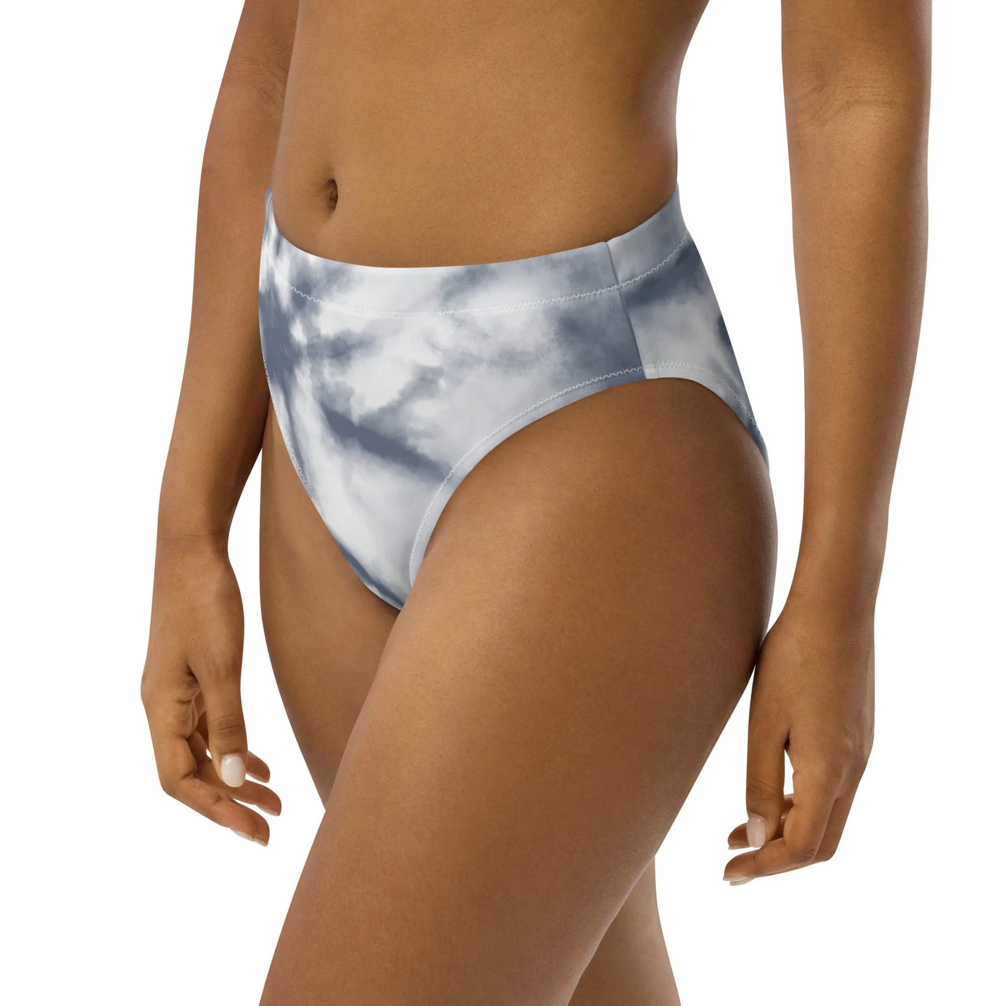High Waisted Bikini Bottom - Gray Tie Dye (Glamourange Cheeky High Waisted Bikini Bottom With Graphics)