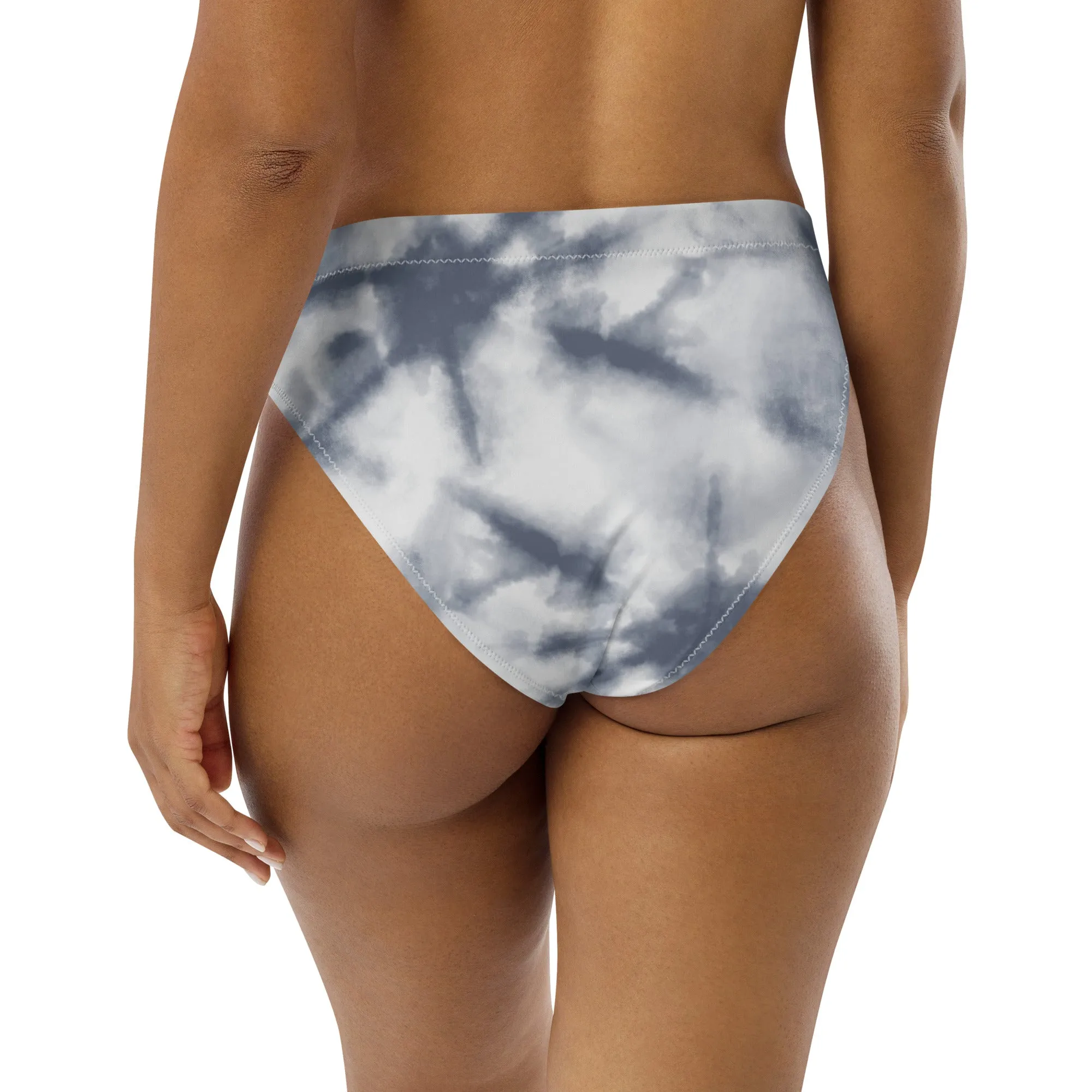 High Waisted Bikini Bottom - Gray Tie Dye (Glamourange Cheeky High Waisted Bikini Bottom With Graphics)