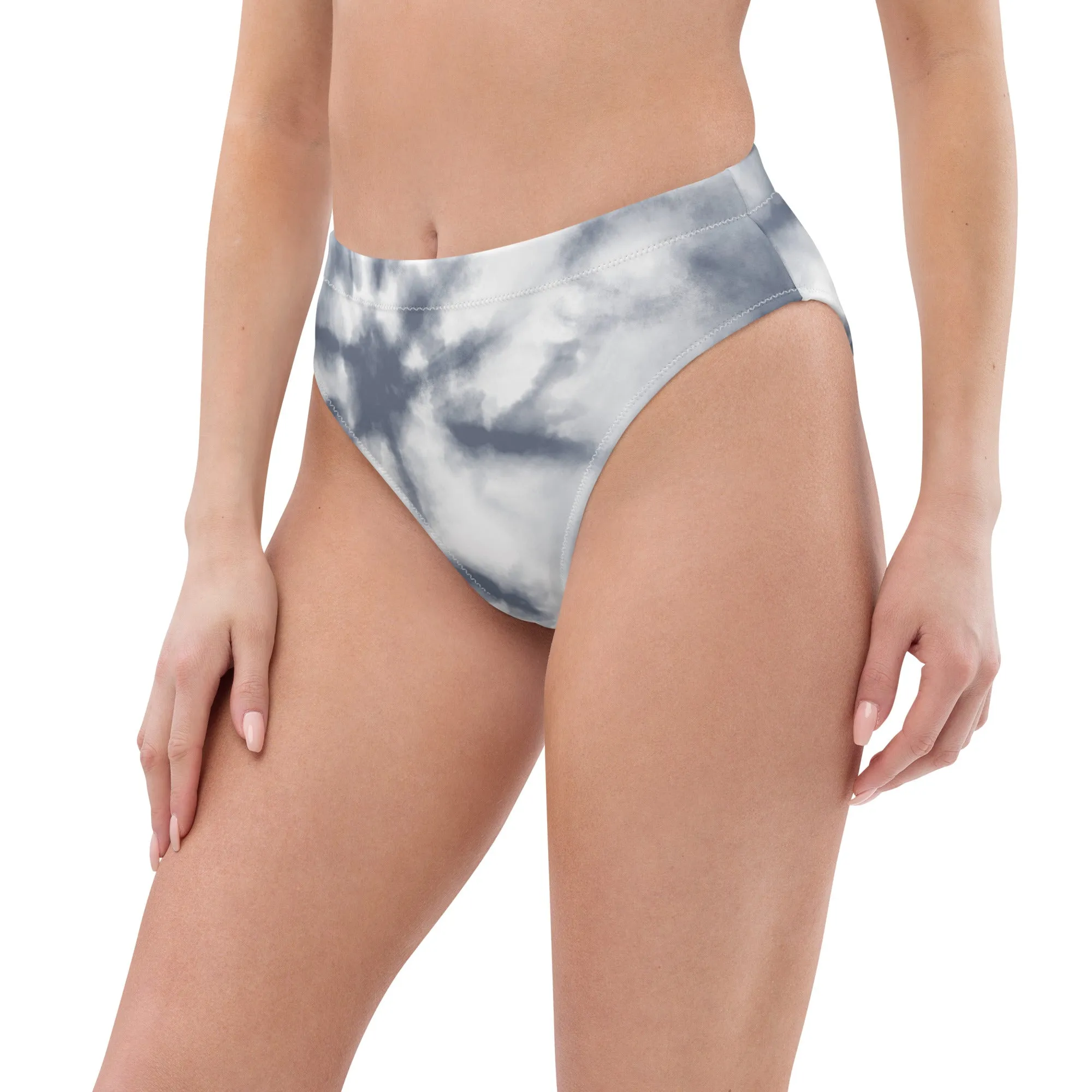 High Waisted Bikini Bottom - Gray Tie Dye (Glamourange Cheeky High Waisted Bikini Bottom With Graphics)