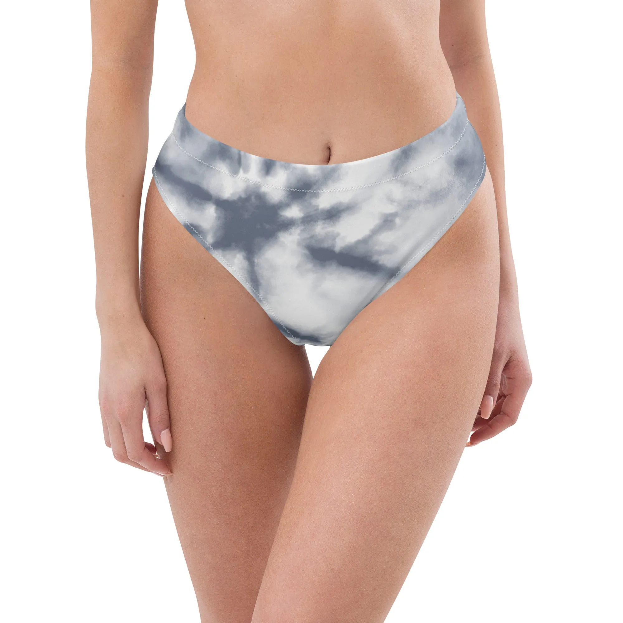 High Waisted Bikini Bottom - Gray Tie Dye (Glamourange Cheeky High Waisted Bikini Bottom With Graphics)