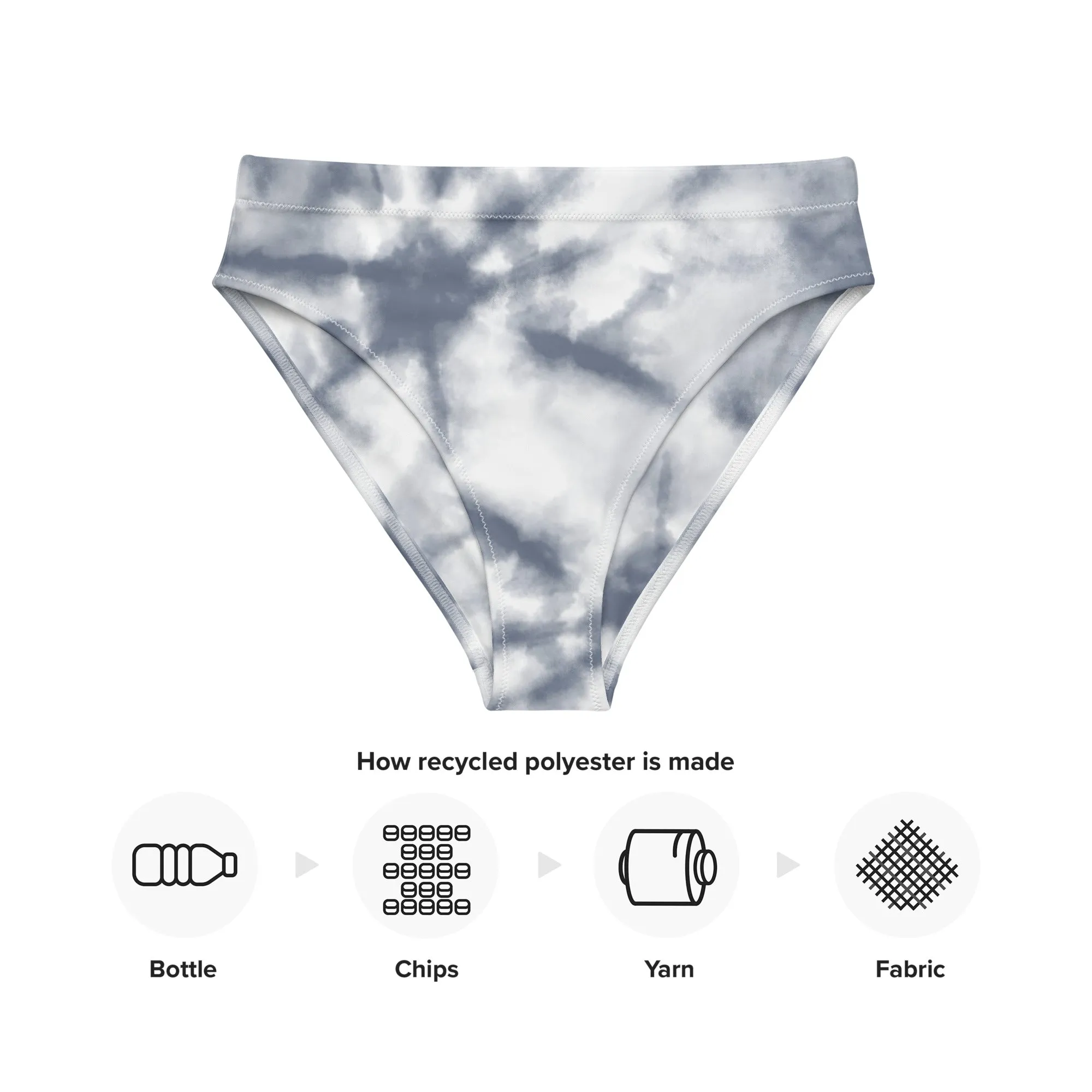 High Waisted Bikini Bottom - Gray Tie Dye (Glamourange Cheeky High Waisted Bikini Bottom With Graphics)