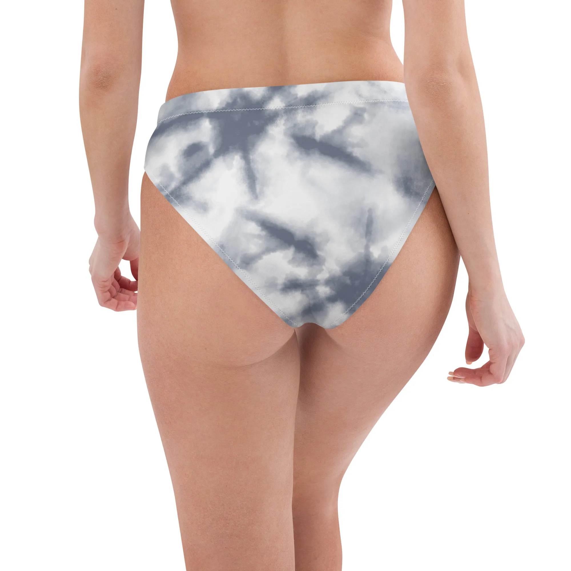 High Waisted Bikini Bottom - Gray Tie Dye (Glamourange Cheeky High Waisted Bikini Bottom With Graphics)