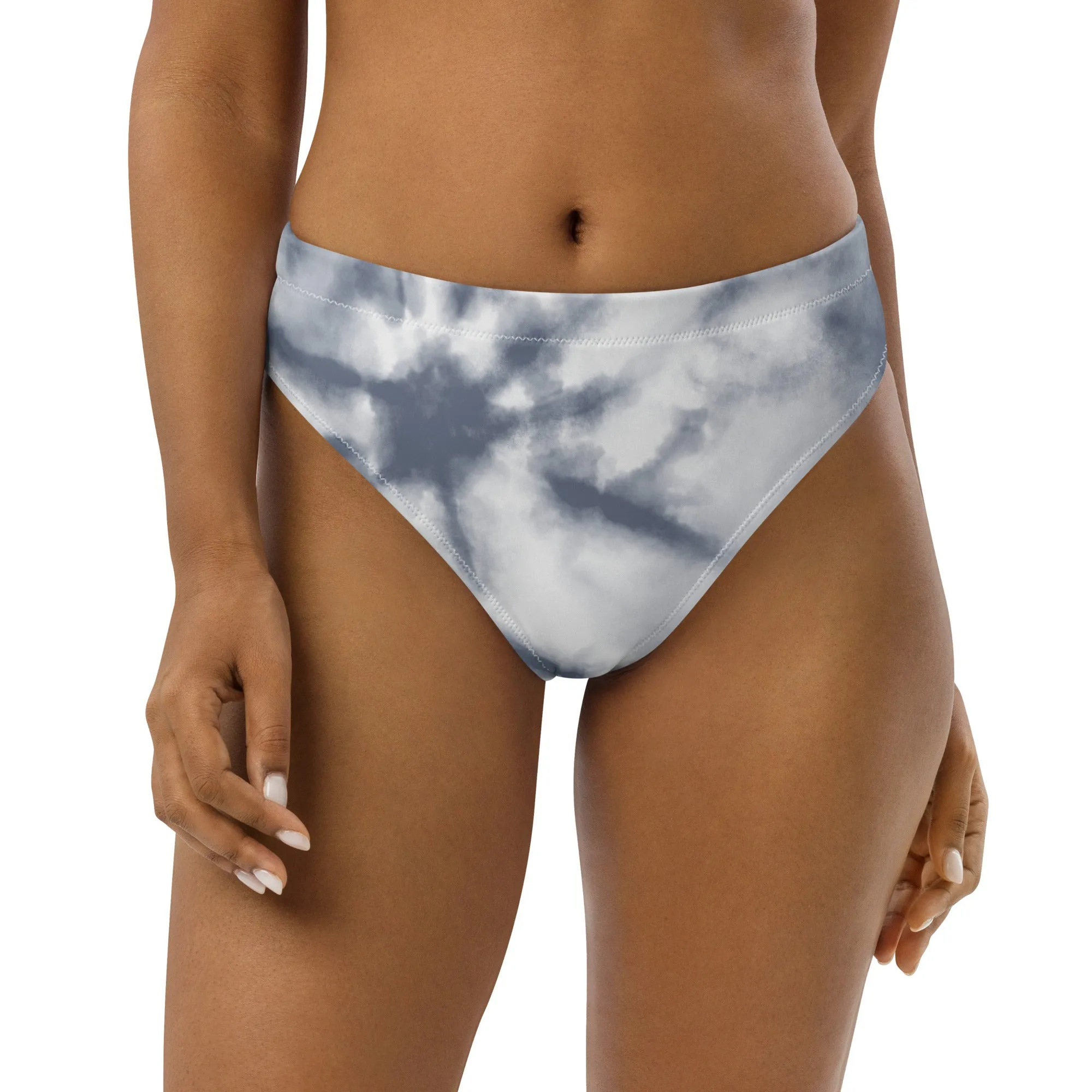 High Waisted Bikini Bottom - Gray Tie Dye (Glamourange Cheeky High Waisted Bikini Bottom With Graphics)