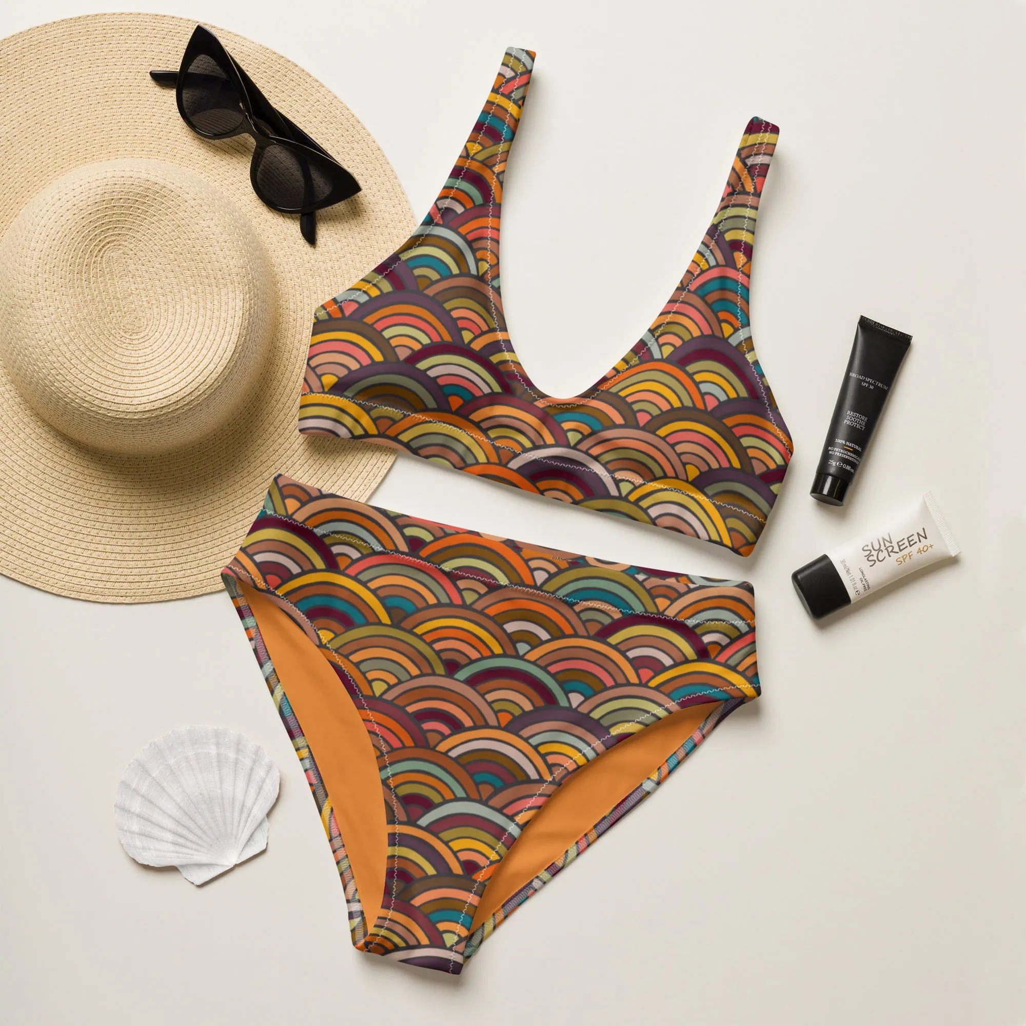 High Waisted Bikini Womens (Glamourange Luxury Bikini High Waisted - 0092 Patterns Model)