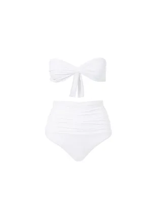 Lyon White High Waisted Bandeau Bikini