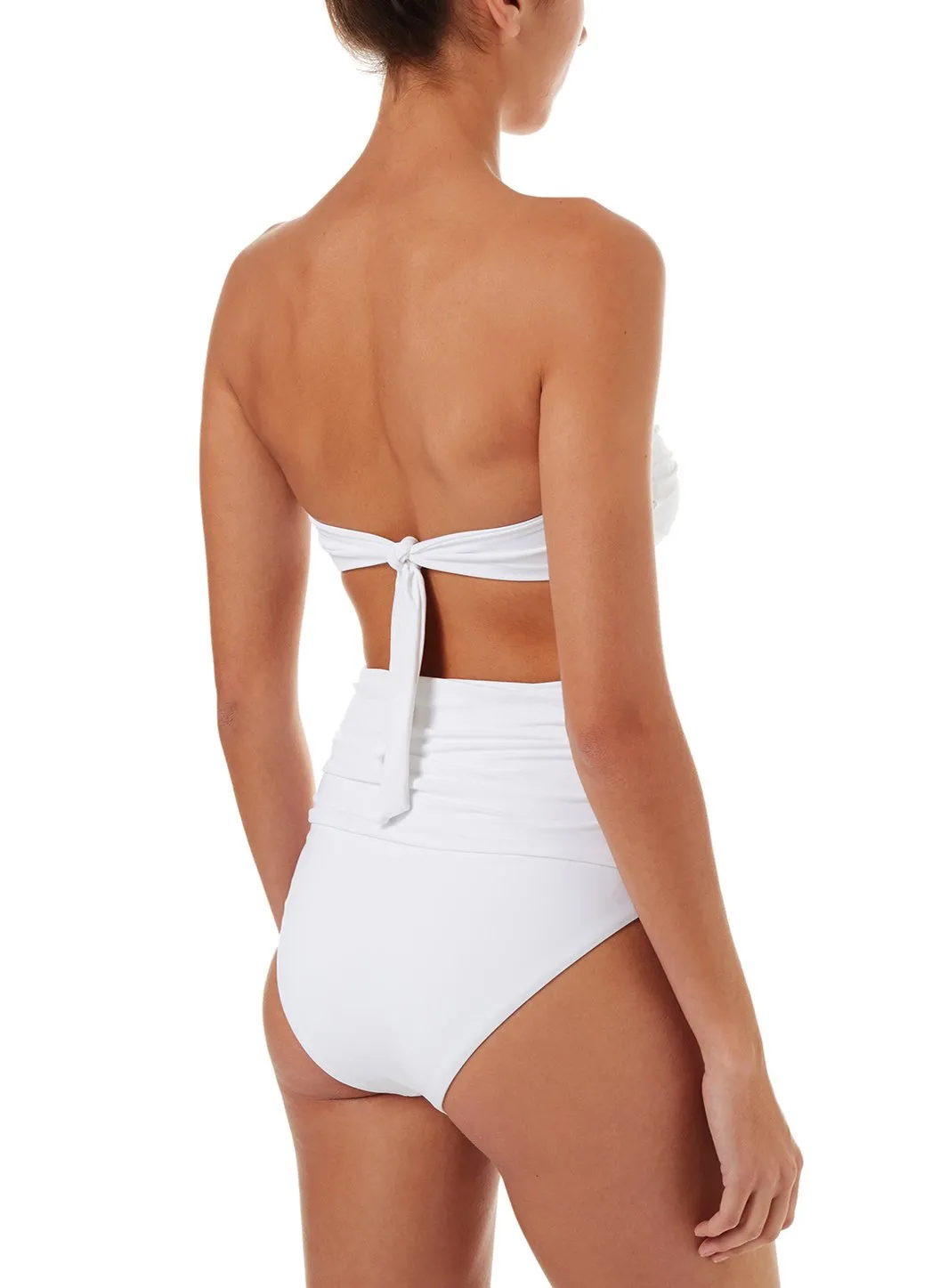 Lyon White High Waisted Bandeau Bikini