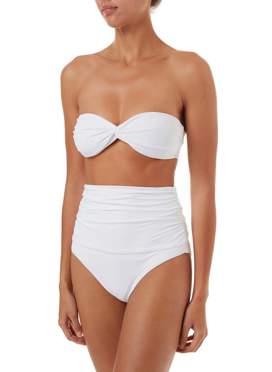 Lyon White High Waisted Bandeau Bikini