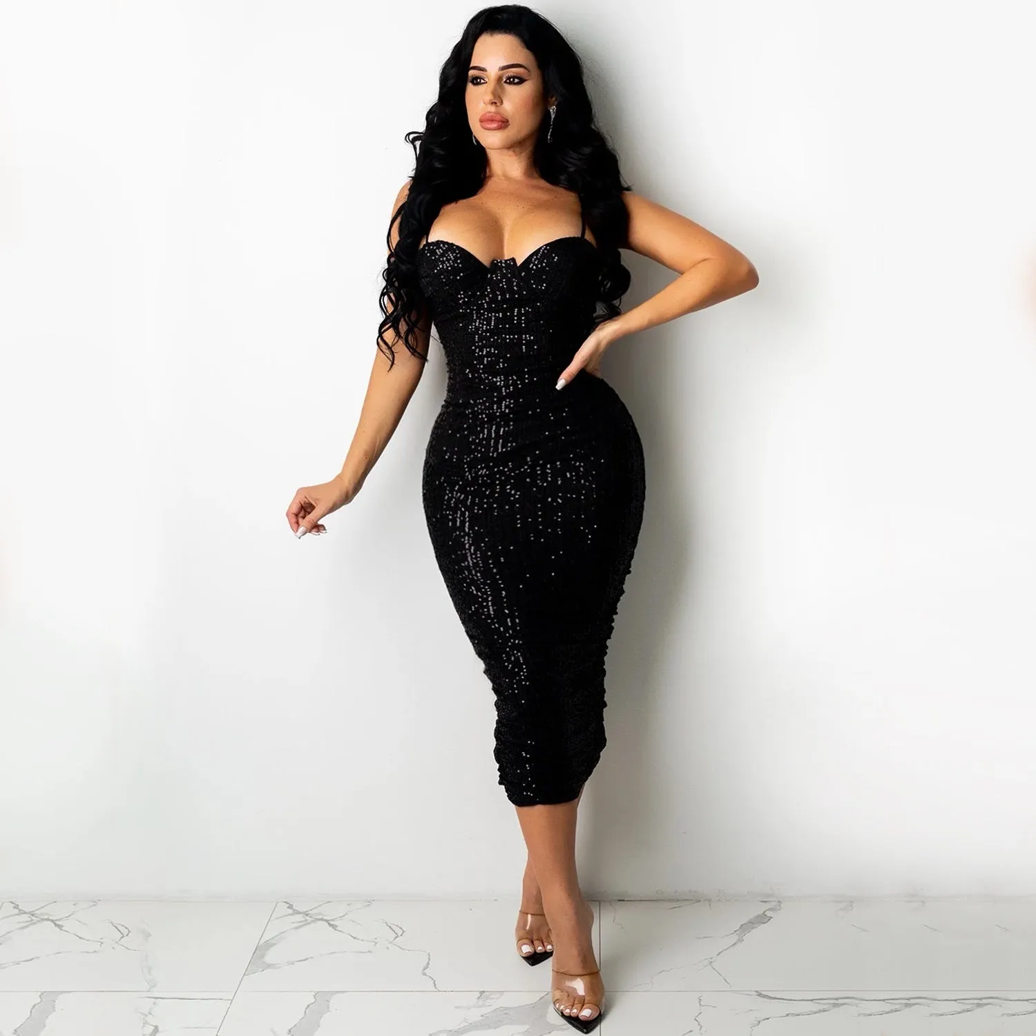 Maxi Sequin Sexy Sleeveless Split Maxi Dress
