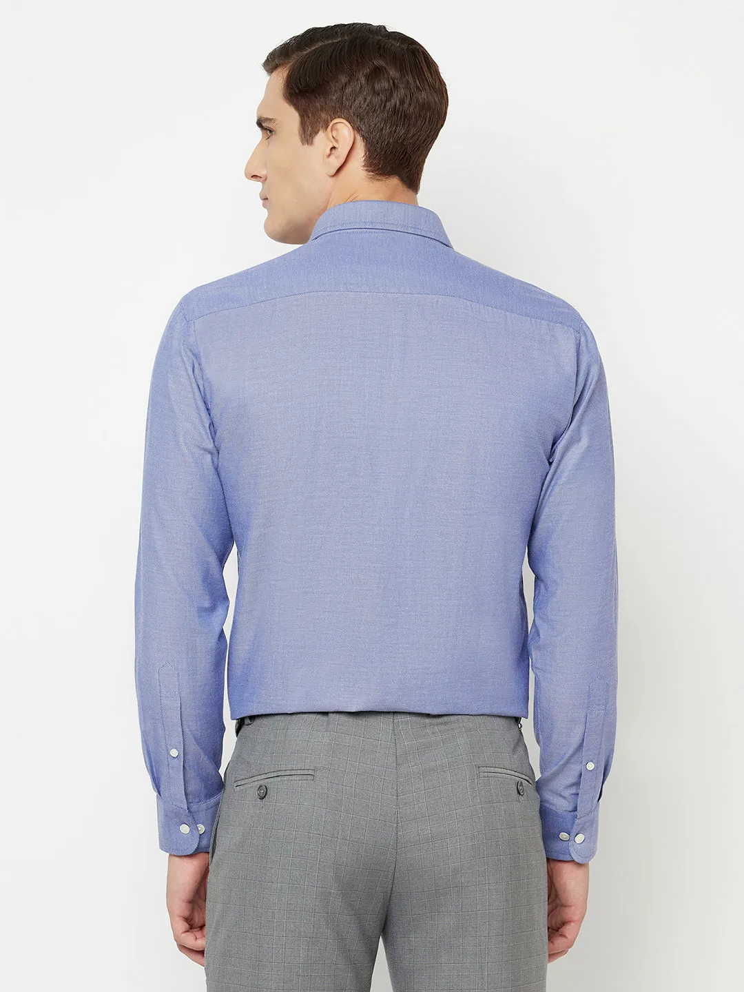 Men's Ink Blue Formal Self Textured Full Sleeve Shirt