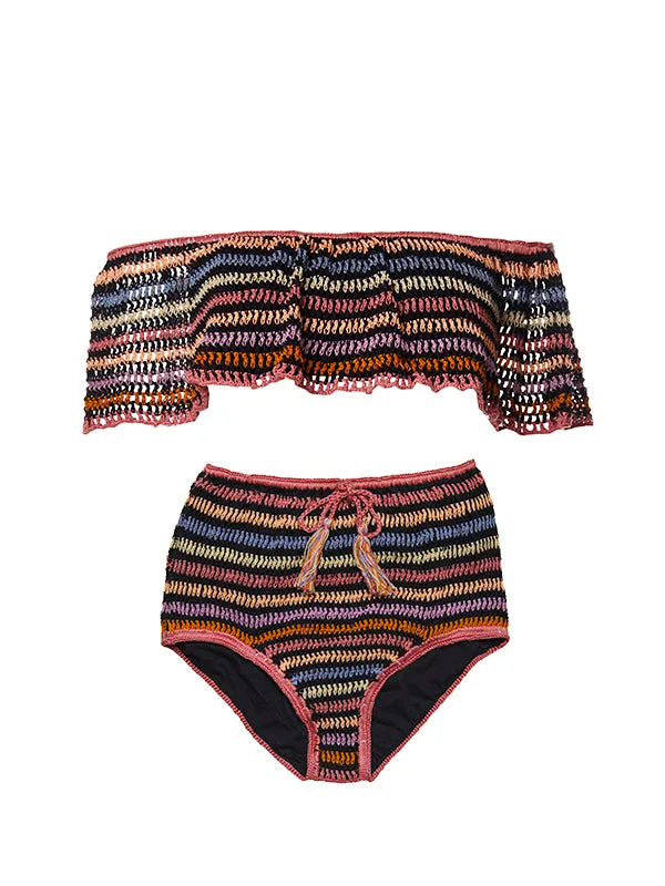 Michelle High Waisted Bikini Bottom - Black