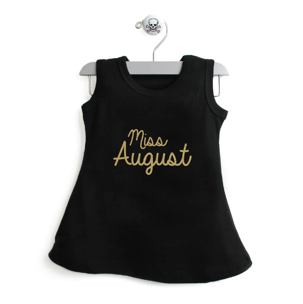 Miss Month A-Line Dress For Baby Girls with Gold Glitter