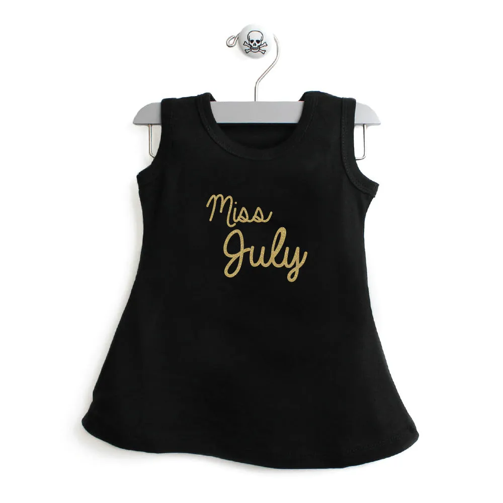 Miss Month A-Line Dress For Baby Girls with Gold Glitter
