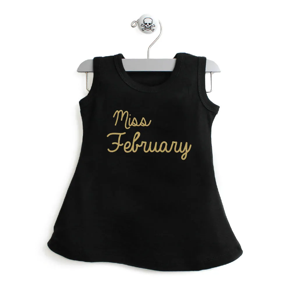 Miss Month A-Line Dress For Baby Girls with Gold Glitter