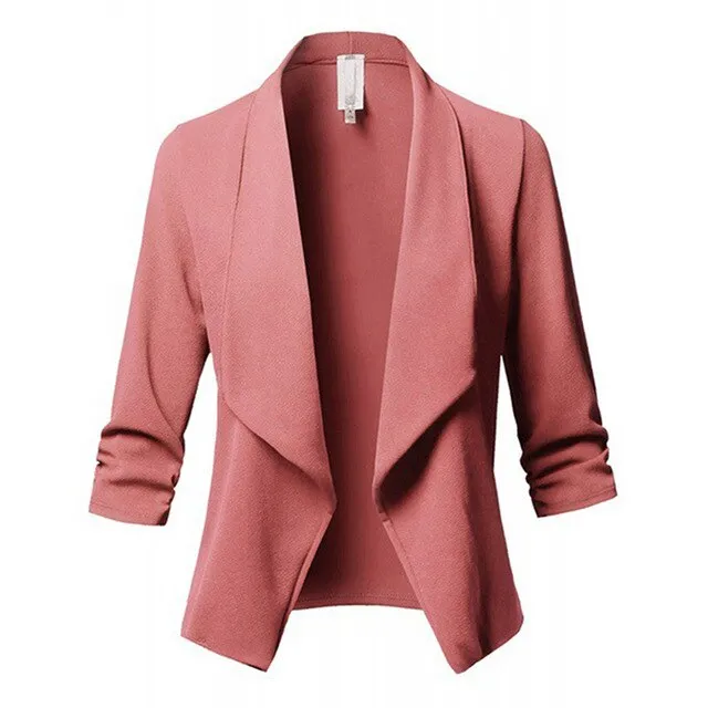 Open Front Notched Slim Ladies Blazer