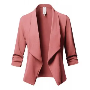 Open Front Notched Slim Ladies Blazer