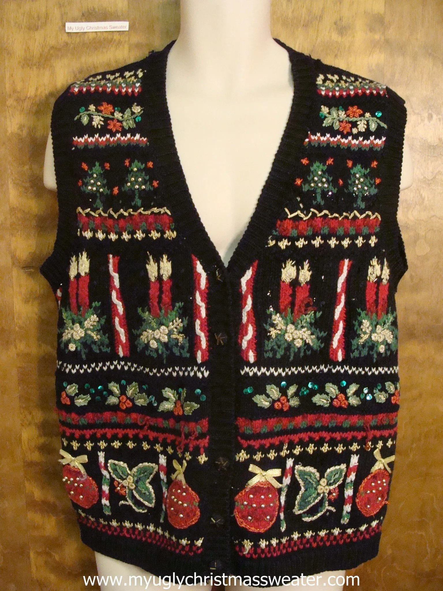Red and Green Decorations Cute Christmas Sweater Vest