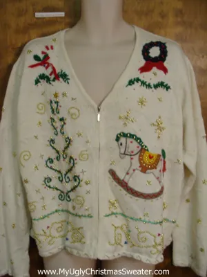 Rocking Horse Bling Ugly Christmas Jumper