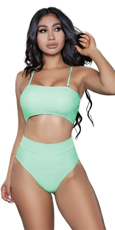 Sexy Eva Bandeau Top and High Waisted Bottom Bikini Swimsuit