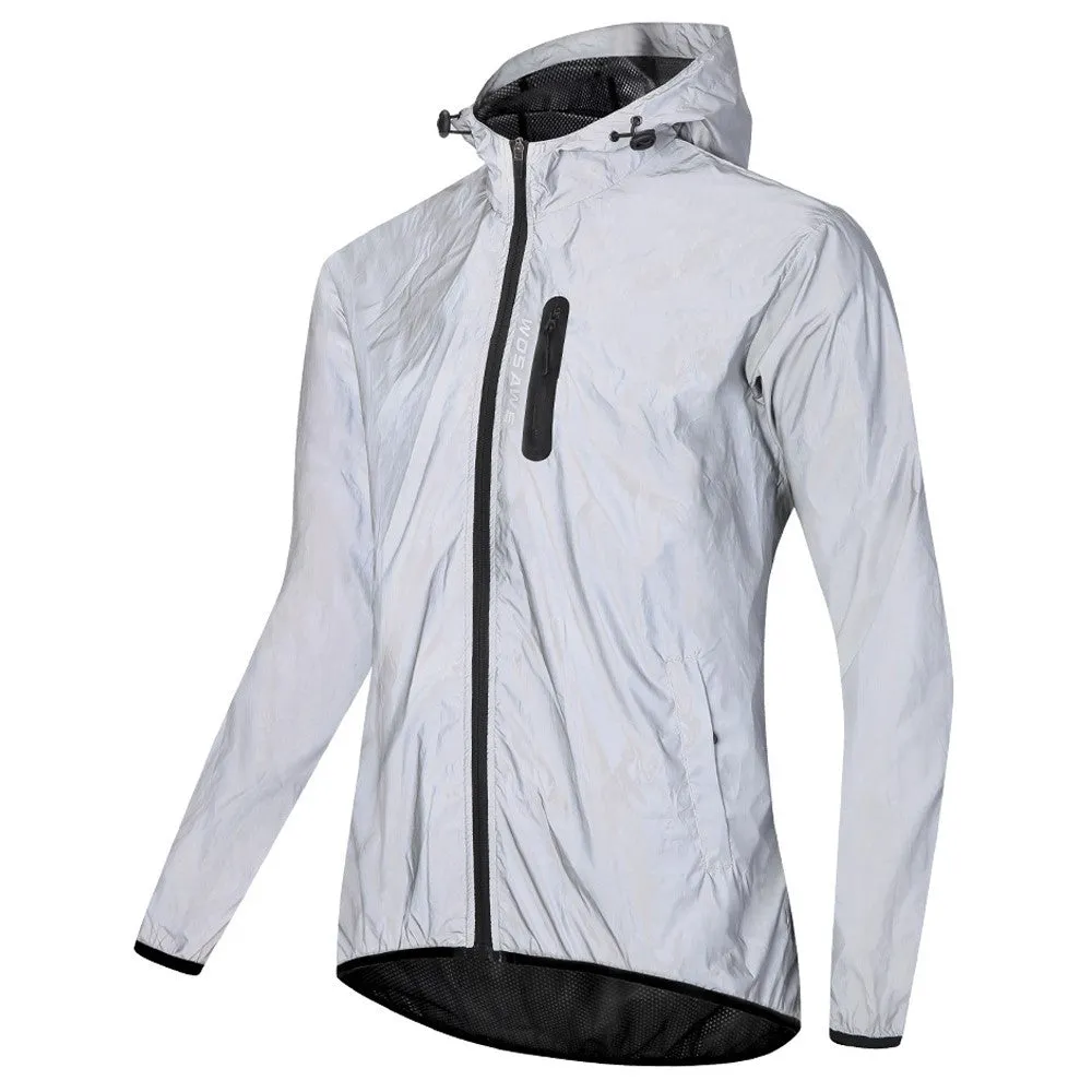 (Size XXL) Water repellent outdoor sports jacket Reflective windbreaker - Silver
