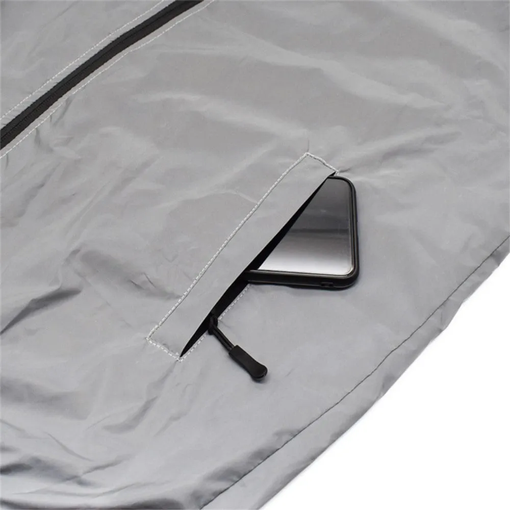 (Size XXL) Water repellent outdoor sports jacket Reflective windbreaker - Silver