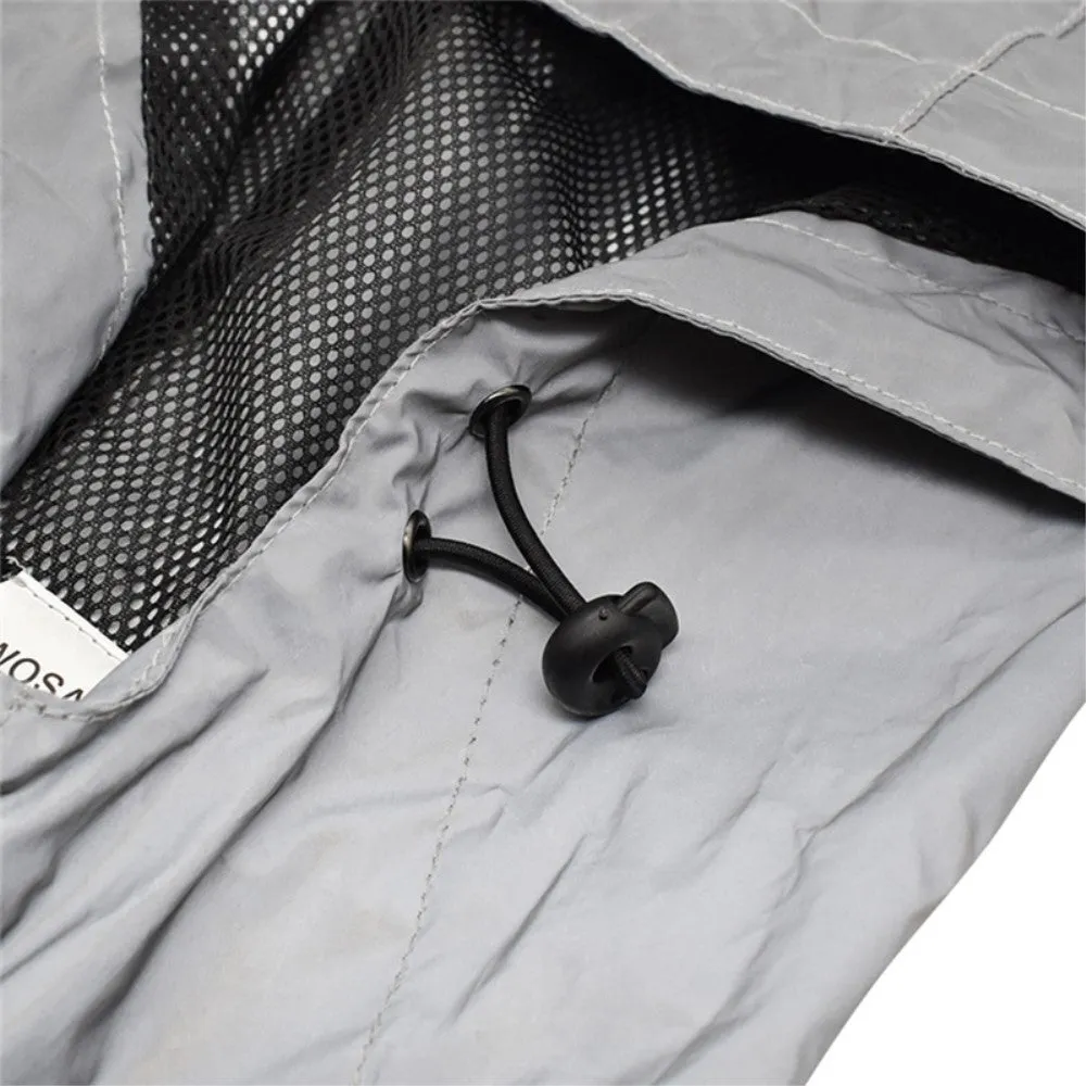 (Size XXL) Water repellent outdoor sports jacket Reflective windbreaker - Silver