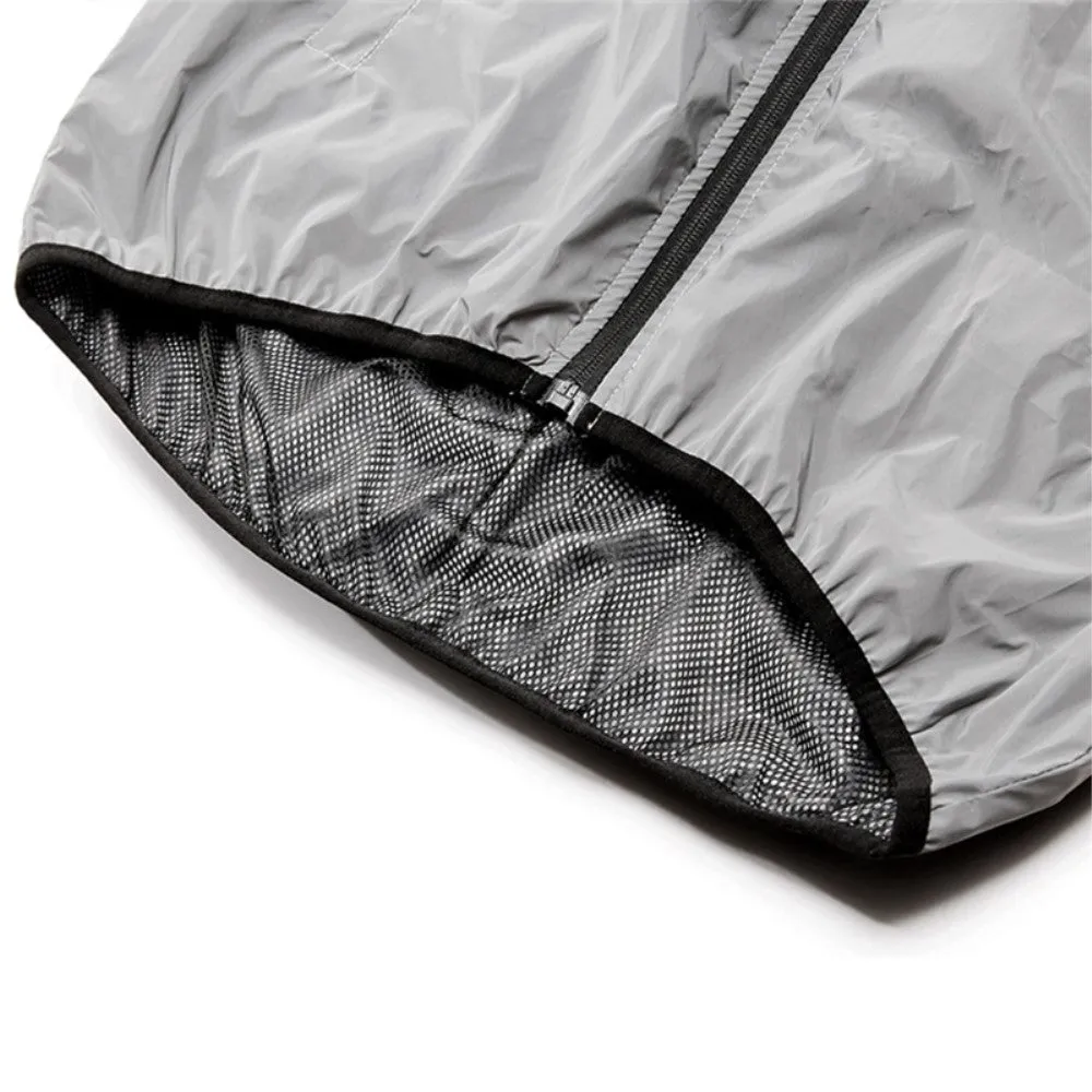 (Size XXL) Water repellent outdoor sports jacket Reflective windbreaker - Silver