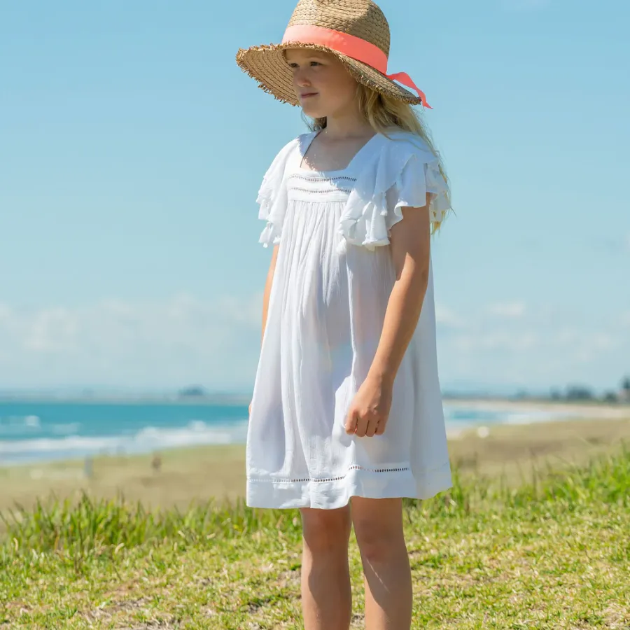 Snapper Rock Tashort Sleeveel Time Beach Dress G11067 - White
