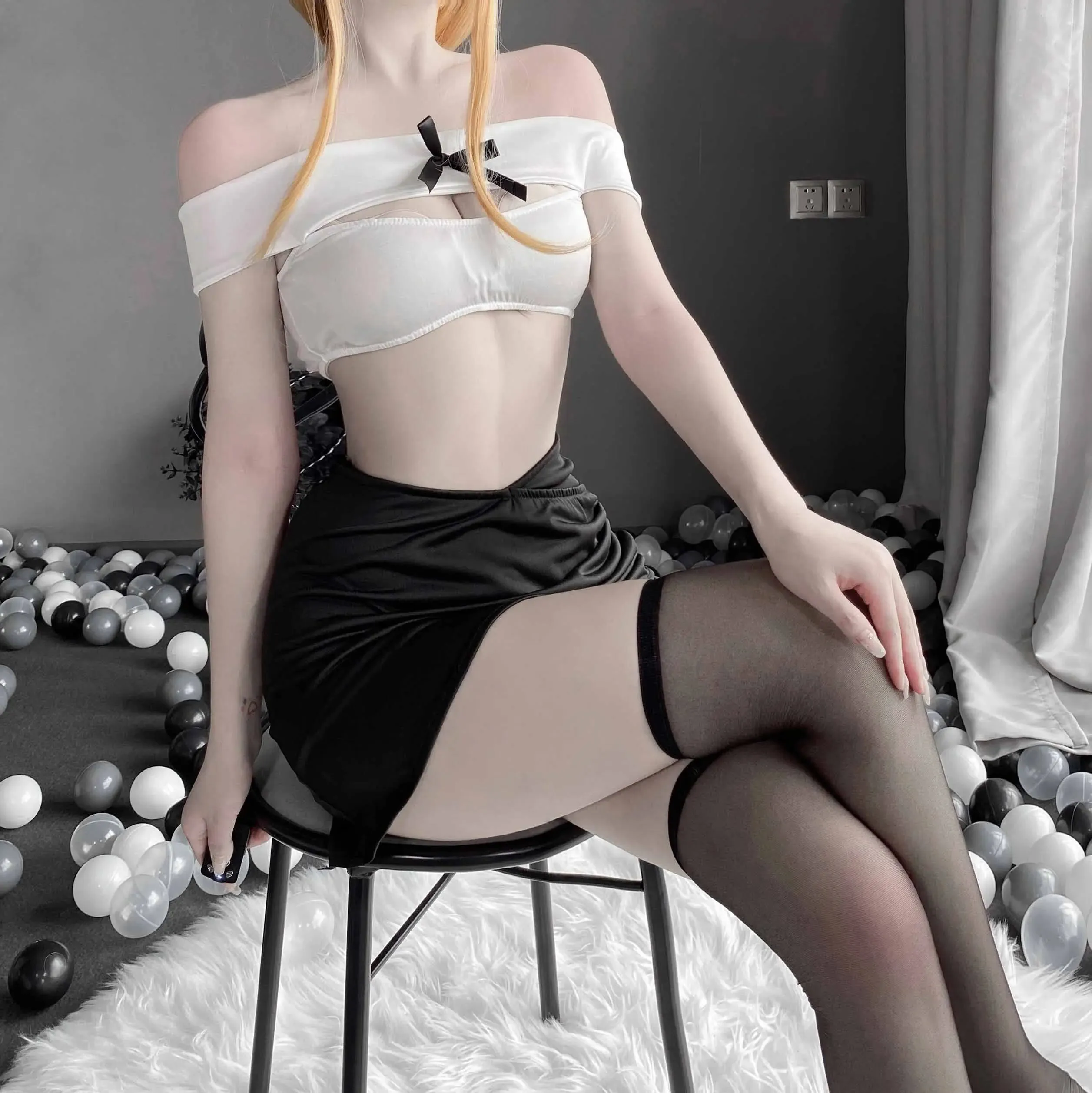 T-2470 Office Romance Off-the-shoulder secretary uniform