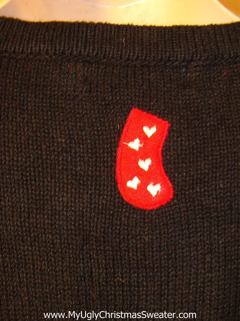 Tacky Ugly Christmas Sweater Crafty Plaid Festive Fireplace, Santa, and Trees (f332)