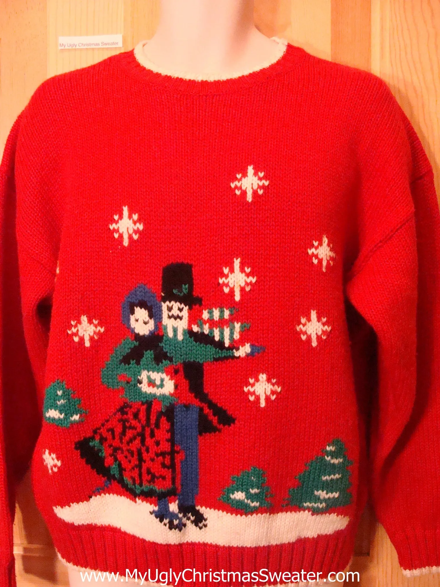 Ugly Christmas Sweater 80s Ice Skating Couple