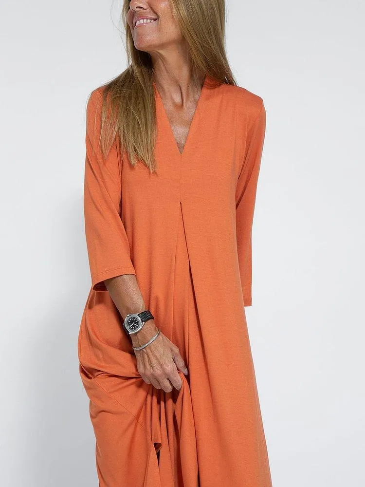 Women's Casual Solid Color V-neck Comfortable Dress