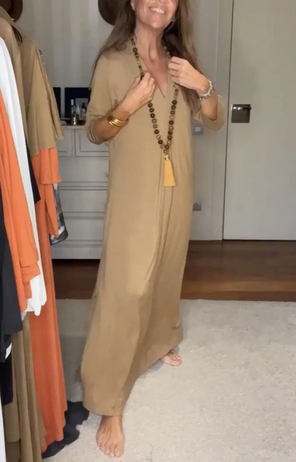 Women's Casual Solid Color V-neck Comfortable Dress