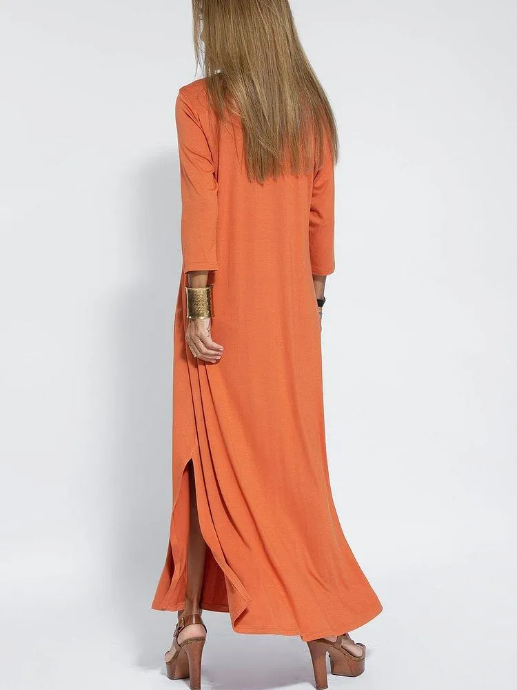 Women's Casual Solid Color V-neck Comfortable Dress