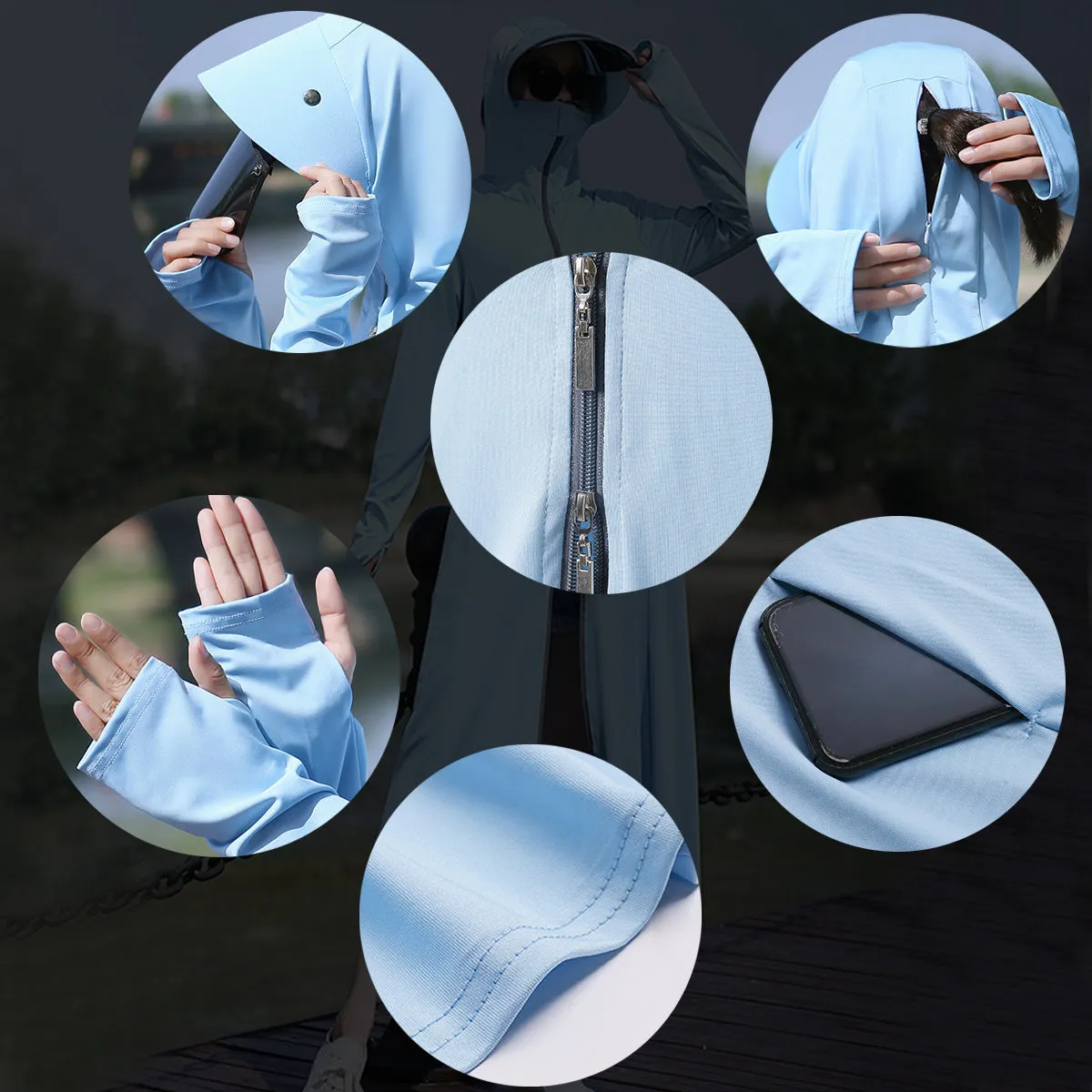 Women's Face Visor Long Anti UV Jacket