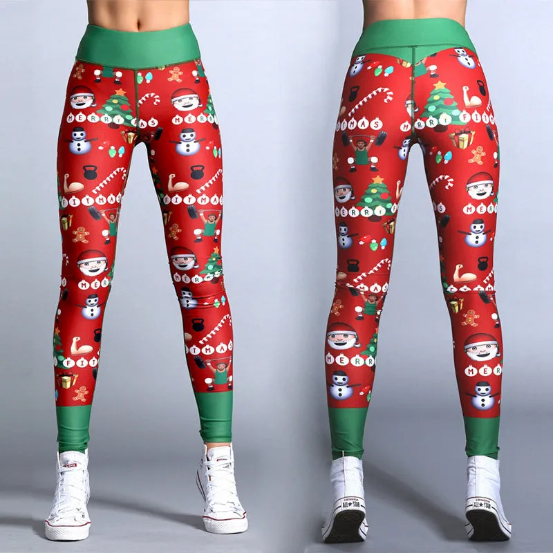 Yoga Christmas Print Hip High Waist Fitness Yoga Pants