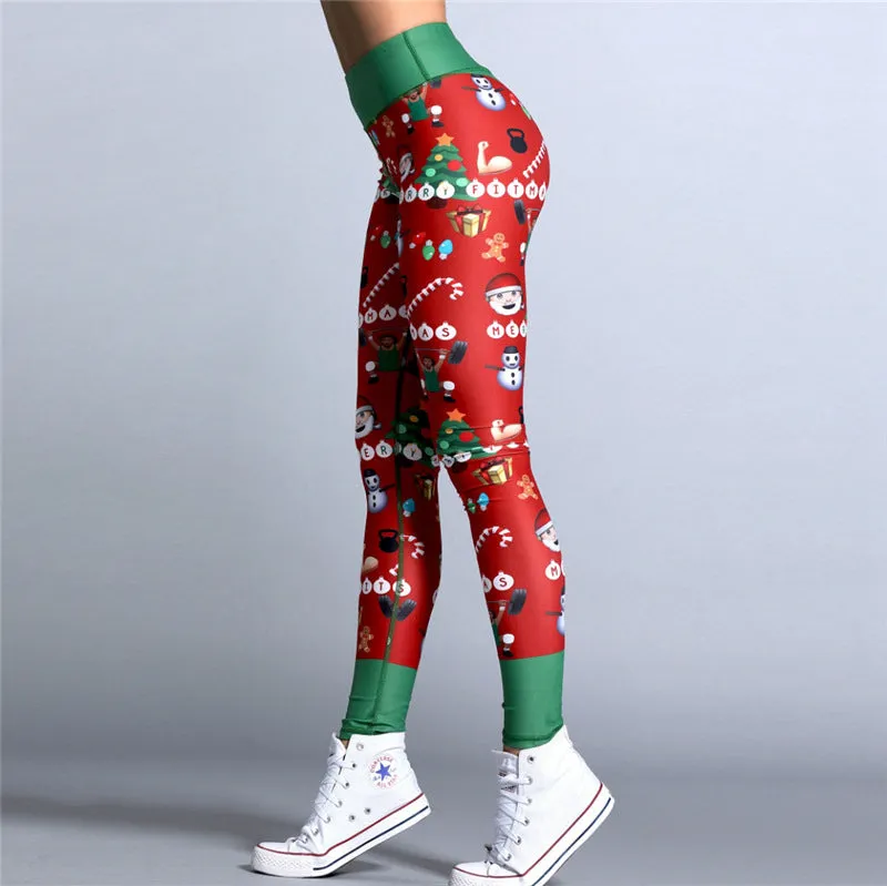 Yoga Christmas Print Hip High Waist Fitness Yoga Pants