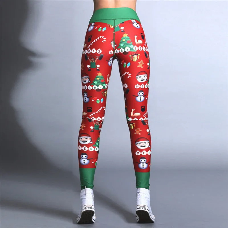 Yoga Christmas Print Hip High Waist Fitness Yoga Pants